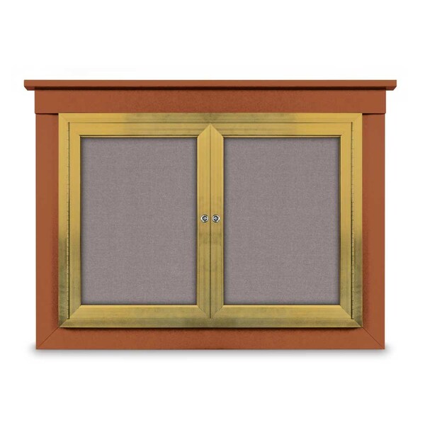 24"x36" 1-Door Enclosed Letterboard, Header, Grey Vinyl/Walnut
